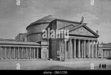 Thermae e Pantheon di Agrippa, ricostruzione di Canina, Roma, Italia, Marcus Vipsanius Agrippa, * 64 a.C. o 63 a.C. a.C. ad Arpinum o in Dalmazia † 12 a.C. in Campania, è stato un generale e politico romano / Thermen und Pantheon des Agrippa, Rekonstruktion von Canina, Rom, Italien, Chr. Oder 63 contro Chr. In Arpinum oder in Dalmatien † 12 contro Chr. In Kampanien, war ein römischer Feldherr und Politiker, Historich, Digital migliorata riproduzione di un originale del 19th secolo / digitale Reproduktion einer Originallage voraus dem 19. Jahrhundert Foto Stock