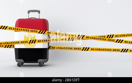 Egitto viaggio valigia coperta con nastro di quarantena. Rappresentazione 3D Foto Stock