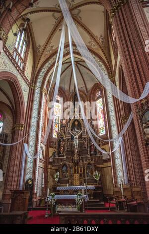 Chiesa Interiore, San Giacomo Apostolo, Sveksna, Lituania Foto Stock