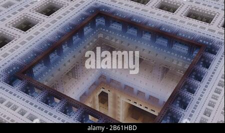 futuristica architettura techno astratta 3d illustrazione Foto Stock