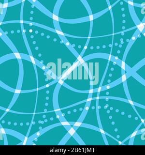 Griglia a linee ondulate sfondo vettoriale senza giunture. Sfondo astratto di riflessione della superficie dell'acqua. Illustrazione delle onde vorticose trasparenti disegnate a mano. Tutto Illustrazione Vettoriale