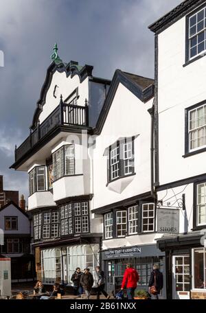 Mol's coffee house building, Tudor architettura 1596, Cathedral Close, Exeter, Devon, Inghilterra, Regno Unito Foto Stock