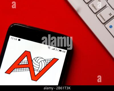 Ucraina. 9th Mar, 2020. In questa illustrazione della foto viene visualizzato il logo All Volleyball (Tutti i pallavolo) su uno smartphone. Credit: Igor Golovniov/Sopa Images/Zuma Wire/Alamy Live News Foto Stock