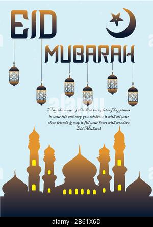 Poster Di Eid Mubarak - Happy Eid Mubarak - Eid Mubarak Foto Stock