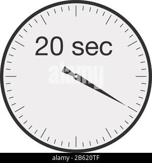 Timer semplice da 20 secondi o 20 minuti. Illustrazione del vettore di stock isolata su sfondo bianco. Illustrazione Vettoriale