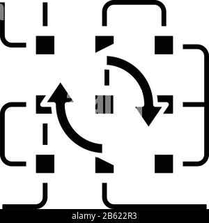 Icona nera del chip Techno, illustrazione concettuale, simbolo piatto vettoriale, simbolo glifo. Illustrazione Vettoriale