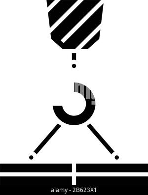 Icona della linea della gru di lavoro, simbolo concettuale, illustrazione del vettore di contorno, simbolo lineare. Illustrazione Vettoriale