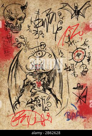 pagina di necronomicon Foto Stock