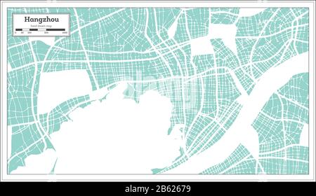 Hangzhou China City Mappa In Stile Retro. Mappa Del Contorno. Illustrazione Vettoriale. Illustrazione Vettoriale