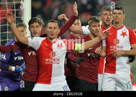 Praga, Repubblica Ceca. 8th Mar, 2020. JAN BORIL di Slavia (18) durante la partita di campionato di calcio ceco Slavia Praha vs Sparta Praha a Praga nella Repubblica Ceca. Credito: Slavek Ruta/Zuma Wire/Alamy Live News Foto Stock