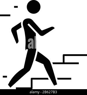 Icona nera al piano superiore, illustrazione concettuale, simbolo piatto vettoriale, simbolo glifo. Illustrazione Vettoriale