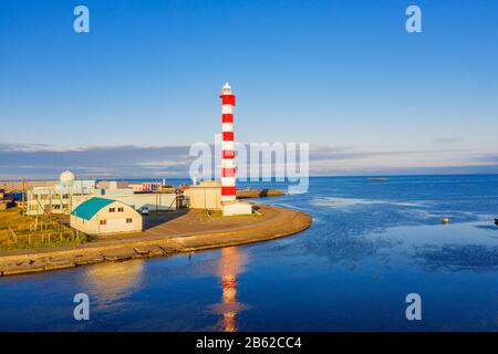 Giappone, Hokkaido, Wakkanai faro vista aerea Foto Stock