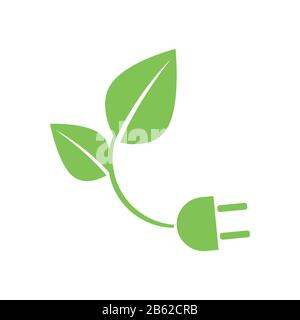 Ecologia e concetto di ventilatore, Green Leaves Around Cities aiutare il mondo Con Eco-Friendly Ideas Eco-Friendly modello di energia immagine vettoriale icona. Elettricità, ambiente. EPS 10 Illustrazione Vettoriale