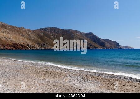 Eristos Beach, Tilos, isole Dodecanesi, Egeo Meridionale, Grecia. Foto Stock