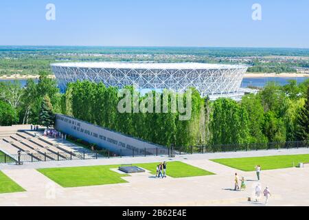 Volgograd, Russia-22 luglio 2019: Stadio di calcio dell'arena Volgograd a Volgograd. Città sul fiume Volga, in estate Foto Stock