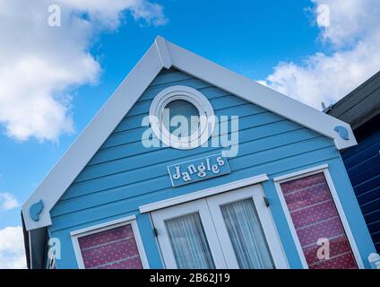 Inglese Blue capanna in legno Foto Stock