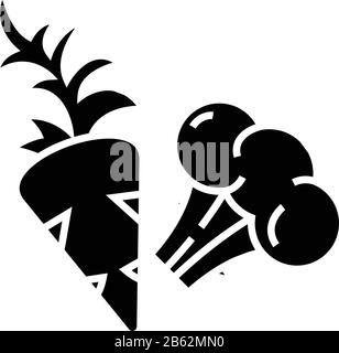 Icona di verdure nere, illustrazione concettuale, simbolo piatto vettoriale, simbolo glifo. Illustrazione Vettoriale