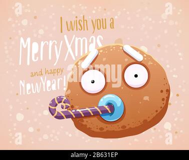 Buon Natale biglietti d'auguri retrò design. Vettore Illustrazione Vettoriale