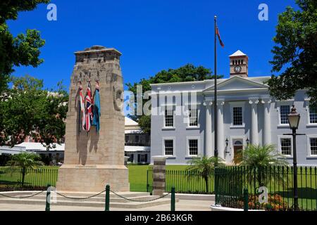 War Memorial, Cabinet Building, Hamilton City, Pembroke Parish, Bermuda Foto Stock