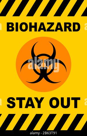Segnale Di Uscita Per Il Rischio Biologico. Stile piatto. Isolato. Illustrazione Vettoriale