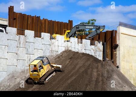 Costruzione di Freeway # 4 connettore, Downtown Orlando, Florida, Stati Uniti d'America Foto Stock