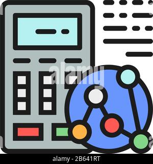 Calcolatore, calcolo delle calorie giornaliere, icona del colore piatto della quantità di ingrediente. Illustrazione Vettoriale