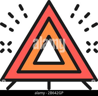 Icona del triangolo di emergenza dell'auto. Profilo auto emergenza triangolo  vettore icona colore piatto isolato Immagine e Vettoriale - Alamy