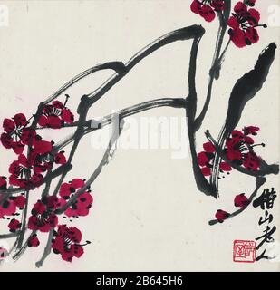 Pittura D'Inchiostro Qi Baishi Di Fiori E Uccelli Foto Stock