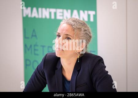 Il 07/03/2020, Lione, Auvergne-Rhône-Alpes, Francia. Incontro degli ecologisti con il candidato maorale Grégory Doucet, candidato per il metropol Foto Stock