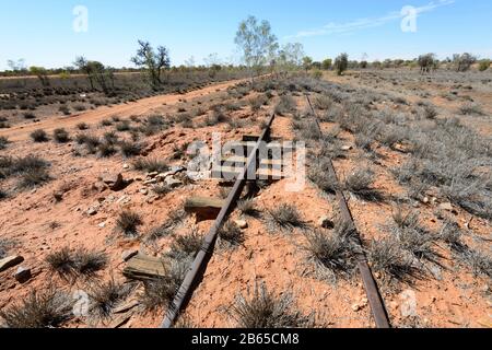 Vecchia Ferrovia Di Ghan Vicino Ad Alice Springs, Northern Territory, Nt, Australia Foto Stock