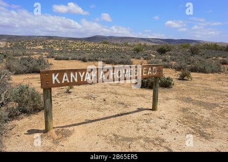 Kanyaka Homestead Historic Site segno, una pecora gestita da Hugh Proby nel 1851, Flinders Ranges, South Australia, SA, Australia Foto Stock