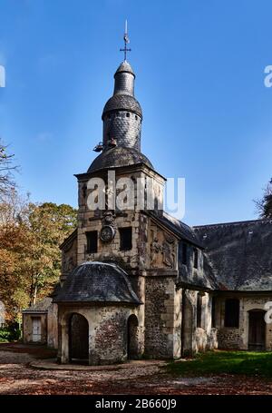 Cappella nostra Signora di Grazia costruita nel 1600-1615 dai cittadini e marinai di Honfleur , Francia, Calvados , basse-Normandie , cappella cattolica situata a Équemauville Foto Stock