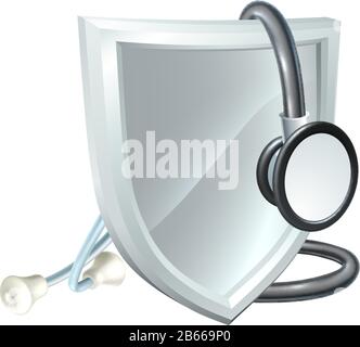 Stetoscopio Shield Medical Healthcare Concept Illustrazione Vettoriale