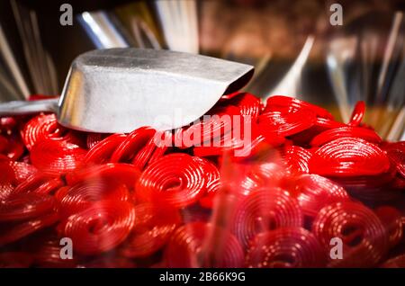 vista ravvicinata delle caramelle artigianali Foto Stock