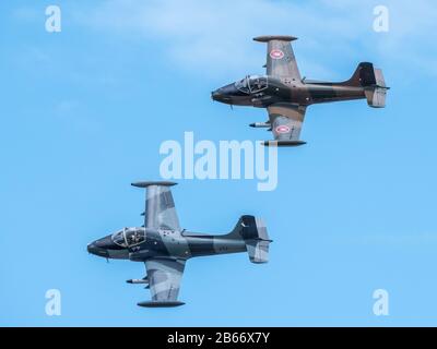 Un paio di BAC 167 Strikemaster, un aereo da addestramento e attacco leggero a motore jet a Dunsfold, Surrey, Regno Unito Foto Stock