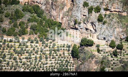 Monastero Di San Eliseo - Deir Mar Lichaa, Valle Di Qadisha, Qannoubine, Bsharre Caza, Libano Foto Stock
