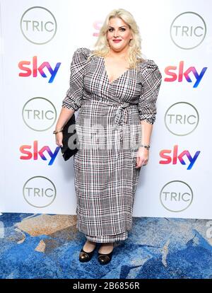 Jodie Prenger partecipa ai TRIC Awards 2020 tenuti al Grosvenor Hotel di Londra. Foto Stock