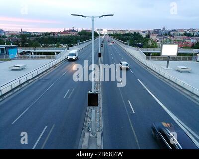 Nusle Ridge nella città di Praga Repubblica Ceca durante la sera Foto Stock