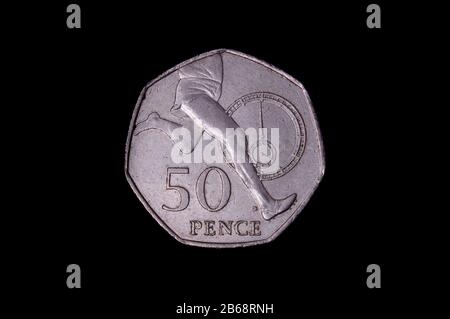 Moneta commemorativa da 50 pence UK con gambe runner Foto Stock