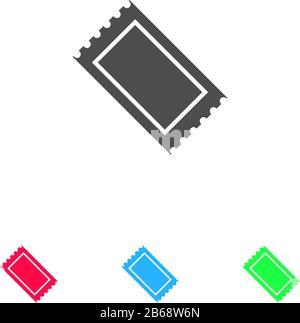 Icona del biglietto piatta. Pittogramma di colore su sfondo bianco. Simbolo di illustrazione vettoriale e icone bonus Illustrazione Vettoriale