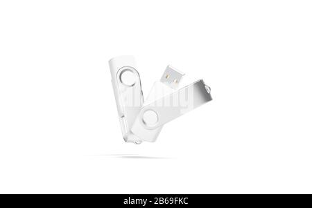 Bianco vuoto bacchetta usb aperta e chiusa, nessuna gravità Foto Stock