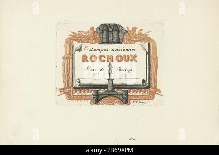 Indirizzo Mappa stampa trade Rochoux Paris Adresse de Rochoux Indirizzo mappa stampa trade Rochoux in ParijsAdresse il Rochoux Oggetto tipo : immagine numero articolo: RP-P-1992-39Catalogusreferentie: Delteil 87-4 (4) Schneiderman (Meryon) 57-5 (5) Marking / Brands: Collector's mark, vero bottom center, timbrato: Stamp R. Vroom Descrizione: Mappa del commercio di stampa Rochoux il testo Estampes anciennes Rochoux, quai de l'Horloge n. 19 raffigurato su un foglio di carta. Sopra l'indirizzo un dio del fiume e il fiume della dea compaiono come personificazioni dei fiumi Senna e Marna. Fiancheggiano il cancello del Palazzo di J. Foto Stock