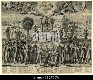 Allegoria della prosperità della Repubblica nel 1619 Allegoria sulla prosperità della Repubblica 1619 Oggetto tipo : stampa propaganda immagine numero voce: RP-P-OB-77.331Catalogusreferentie: FMH 1415Atlas van Stolk 1448New Hollstein olandese 41-4 (4) Descrizione: Allegoria sul benessere della Repubblica olandese nel 1619. Allegorica e completa Dove: Nella prosperità della Repubblica sotto la guida di Maurice e Federico Enrico è applaudito. I principi sono accompagnati da membri degli Stati generali e soldati. Dietro la Vergine olandese seduta sulla pietra angolare Cristo tra il pi Foto Stock