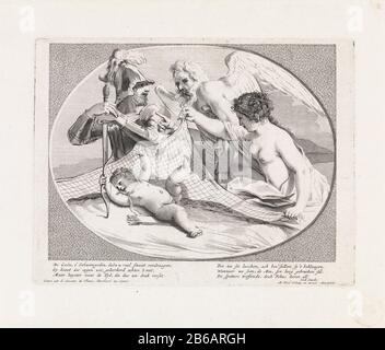Amor in una rete Venere tiene Amor in su in una rete. Giovane gioca Cupido con il suo arco. Padre Tempo Marte admonishing parlare con. In un margine poetico a sei righe, in due colonne, nella Nederlands. Produttore : print maker: Matthijs Pool (indicato sull'oggetto) al disegno di: Guercino (indicato sull'oggetto) a leggere: Ludolph Smids (indicato sull'oggetto) editore: Matthijs Pool ( elencato sull'oggetto) Luogo produzione: Amsterdam Data: 1696 - 1727 Caratteristiche Fisiche: Engra e materiale di incisione: Carta Tecnica: Engra (processo di stampa) / dimensioni attacco: Bordo lastra: H 197 mm × W 258 mm Oggetto: Padre Tempo, uomo con vittoria Foto Stock