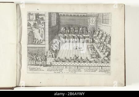 Anne du Bourg difende i protestanti in parlamento, 1559 Serie 3 Guerre francesi di religione, 1559-1573 (titolo della serie) Anne du Bourg difende i protestanti in parlamento 1559Serie 3: Guerre francesi di religione, 1559-1573 (titolo della serie) Tipo Di Proprietà: Stampa storia immagine album foglie numero di serie: 19 / 469Objectnummer: RP-P-OB-78.784-16Catalogusreferentie: FMH 413-19Hellwig 20New Hollstein olandese B17-2 (3) Descrizione: Anne du Bourg difende i protestanti in parlamento alla presenza del re Enrico II, 10 giugno 1559. Con la firma di 10 linee in tedesco. Numerato: 1. Produttore : stampatore: F Foto Stock