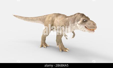 3D rendering di un dinosauro T rex isolato su sfondo bianco spazio vuoto Foto Stock