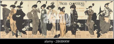 Aux Trois Neighbors Parigi, modi Inverno 6 ottobre 1913 Eleven models in autunno 1913 collezione negozio di moda Trois Quartiers a Parigi: Abiti, cappotti e cappelli. Indica polvere e prezzo. Verso: Comptoir des accappatoi non terminées. Oltre alle immagini, agli ordini di testo e alle consegne: Services des Expéitions'. Produttore : disegnare: Paul Mérasuitgever: Anonimo luogo fabbricazione: Parigi Data: 1913 caratteristiche Fisiche: Engra, mano-colorato materiale: Carta Tecnica: Foto meccanica dimensioni: Bordo della piastra: H 320 mm ( foglio) × W 954 mm (foglia) Oggetto: Moda piatti abito, abito (+ donna Foto Stock