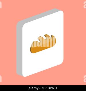 Icona del vettore pane Semplice. Illustrazione del modello di progettazione dei simboli per l'elemento dell'interfaccia utente mobile Web. Pittogramma isometrico a colori perfetto sul quadrato bianco 3d. Pane i Illustrazione Vettoriale