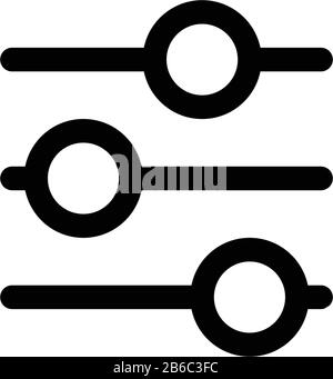 Cursori delle impostazioni, icona del vettore filtri. Questa icona viene utilizzata per i pannelli di amministrazione, ebsite, interfacce, app mobili. Illustrazione del vettore di scorta isolata su bianco Illustrazione Vettoriale