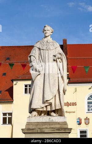 Statua del re Ludovico di Baviera a Kelheim, Baviera, Germania. Foto Stock